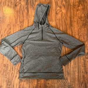 90 Degrees By Reflex Jacket Men Small Gray‎ Hooded 1/4 Zip Long Sleeve Pockets